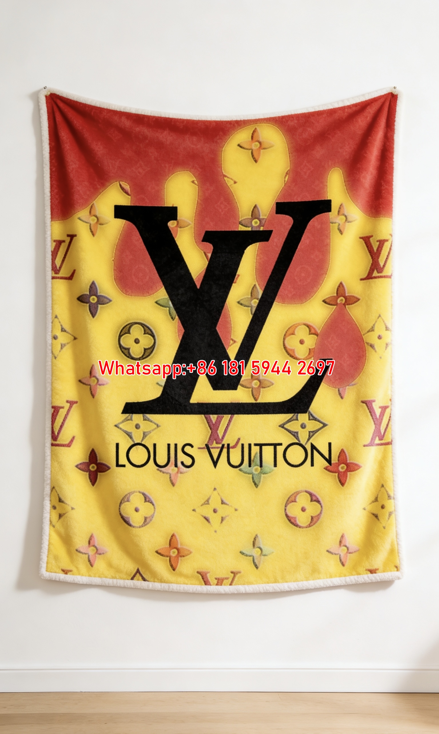 LV Yellow Monogram Flannel Blanket LV Bold Logo Throw IMG_3281